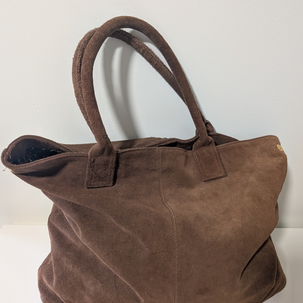 Le Chateau Chocolate Brown Suede Tote